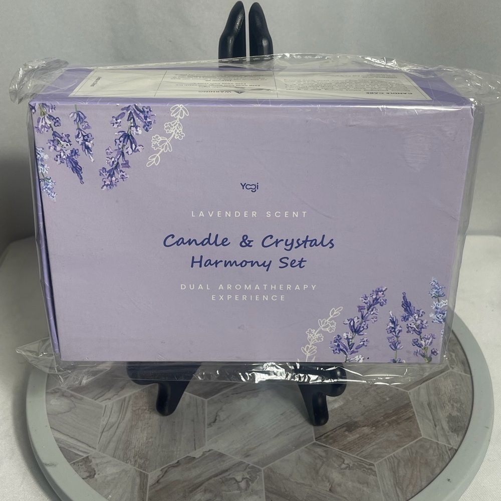 Yogi Lavender Candle & Crystals Harmony Set Soy Aromatherapy Gift Box